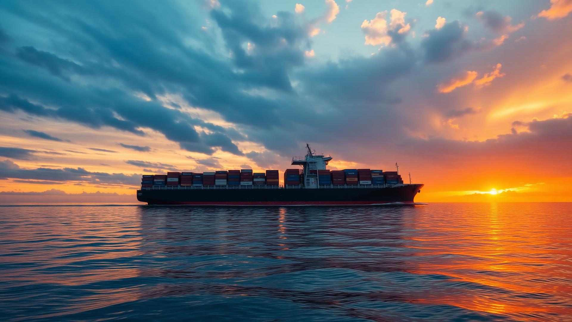 Container ship at sea
